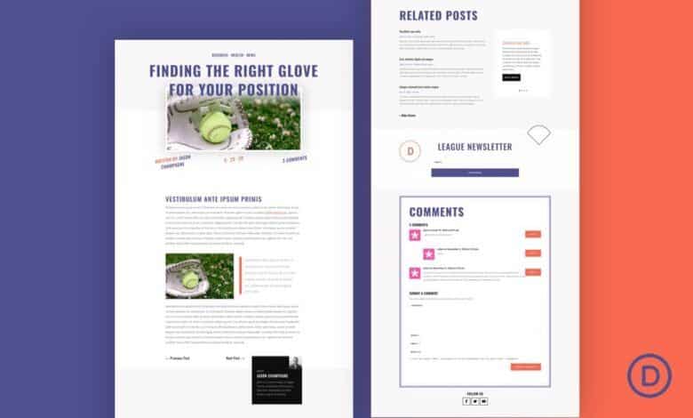 Download a FREE Blog Post Template for Divi’s Softball League Layout Pack