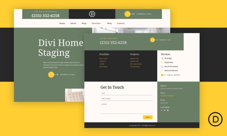 Download a FREE Header and Footer Template for Divi’s Staging Home Layout Pack