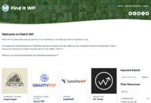 Screenshot of the Find It WP homepage, which lists the most recent WordPress-related resources in a four-column grid.