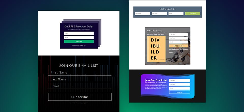 Puede crear 5 diseños de suscripción de correo electrónico