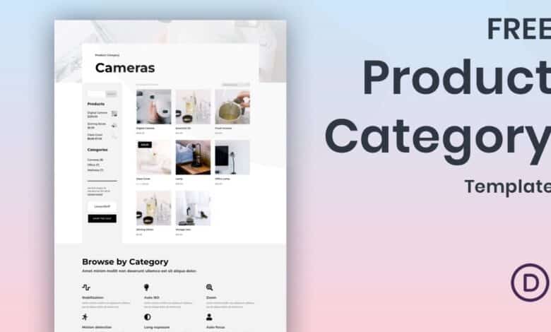 Download a FREE Product Category Template for Divi’s Camera Product Layout Pack